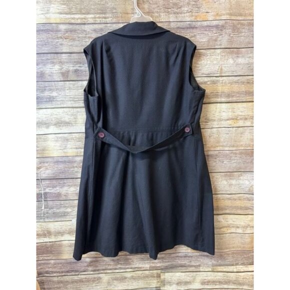 Vintage‎ 1980s Black Sleeveless Double-Breasted Dress With Burgundy Buttons 2X - Picture 2 of 4